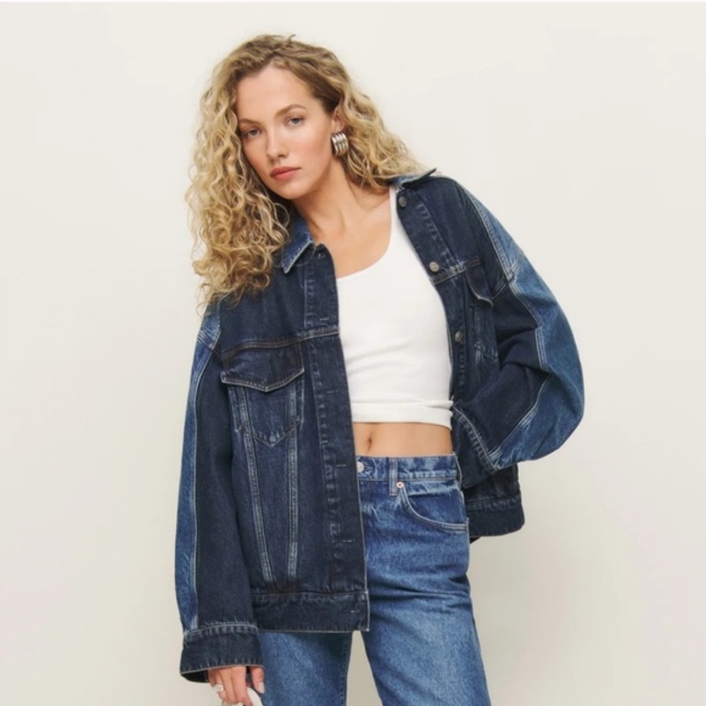Reformation Brooks Oversized Denim Jacket in Morro Two Tone